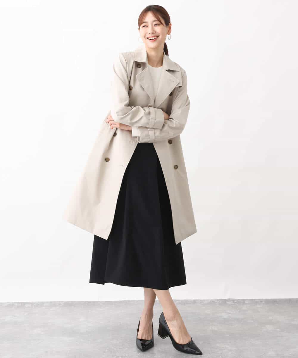FKPFV11190 MK MICHEL KLEIN(MK ミッシェルクラン) ニット×タフタコンビワンピース/洗える ホワイト×ブラック