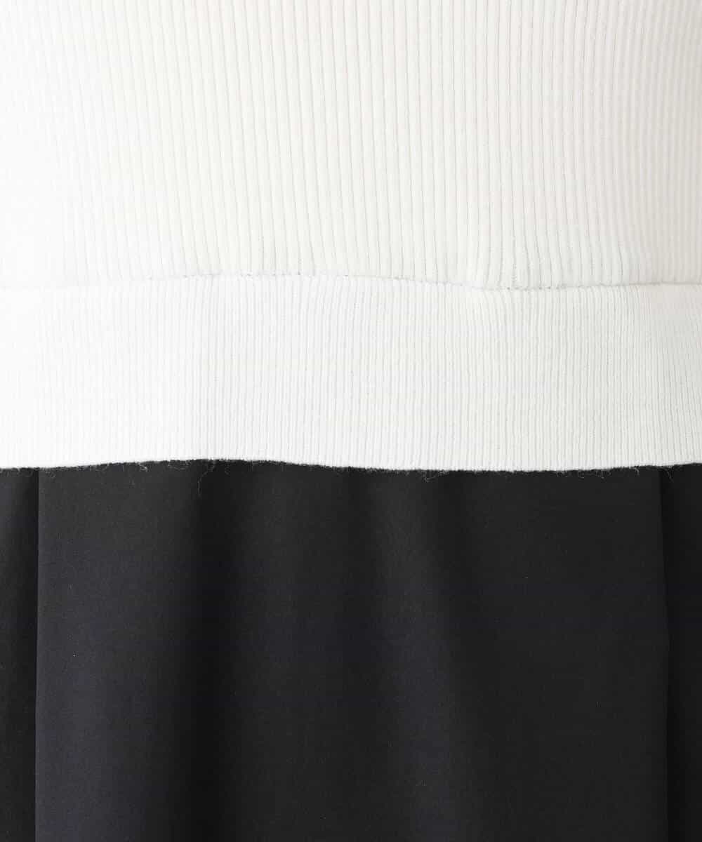 FKPFV11190 MK MICHEL KLEIN(MK ミッシェルクラン) ニット×タフタコンビワンピース/洗える ホワイト×ブラック