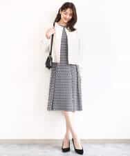 FKPGD20190 MK MICHEL KLEIN(MK ミッシェルクラン) [Iイージーケア]幾何柄ジャージーワンピース/洗える ブラック