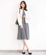 FKPGD20190 MK MICHEL KLEIN(MK ミッシェルクラン) [Iイージーケア]幾何柄ジャージーワンピース/洗える ブラック