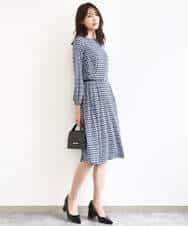 FKPGD20190 MK MICHEL KLEIN(MK ミッシェルクラン) [Iイージーケア]幾何柄ジャージーワンピース/洗える ブラック