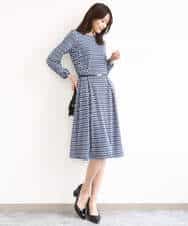 FKPGD20190 MK MICHEL KLEIN(MK ミッシェルクラン) [Iイージーケア]幾何柄ジャージーワンピース/洗える ブラック