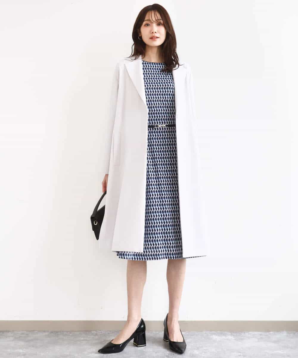 FKPGD20190 MK MICHEL KLEIN(MK ミッシェルクラン) [Iイージーケア]幾何柄ジャージーワンピース/洗える ブラック