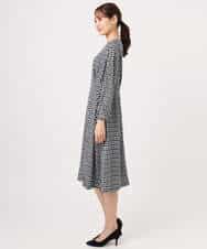 FKPGD20190 MK MICHEL KLEIN(MK ミッシェルクラン) [Iイージーケア]幾何柄ジャージーワンピース/洗える ブラック