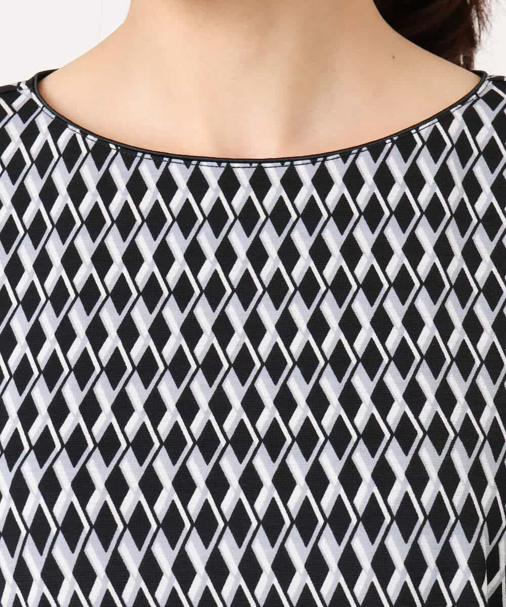 FKPGD20190 MK MICHEL KLEIN(MK ミッシェルクラン) [Iイージーケア]幾何柄ジャージーワンピース/洗える ブラック