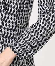 FKPGD20190 MK MICHEL KLEIN(MK ミッシェルクラン) [Iイージーケア]幾何柄ジャージーワンピース/洗える ブラック