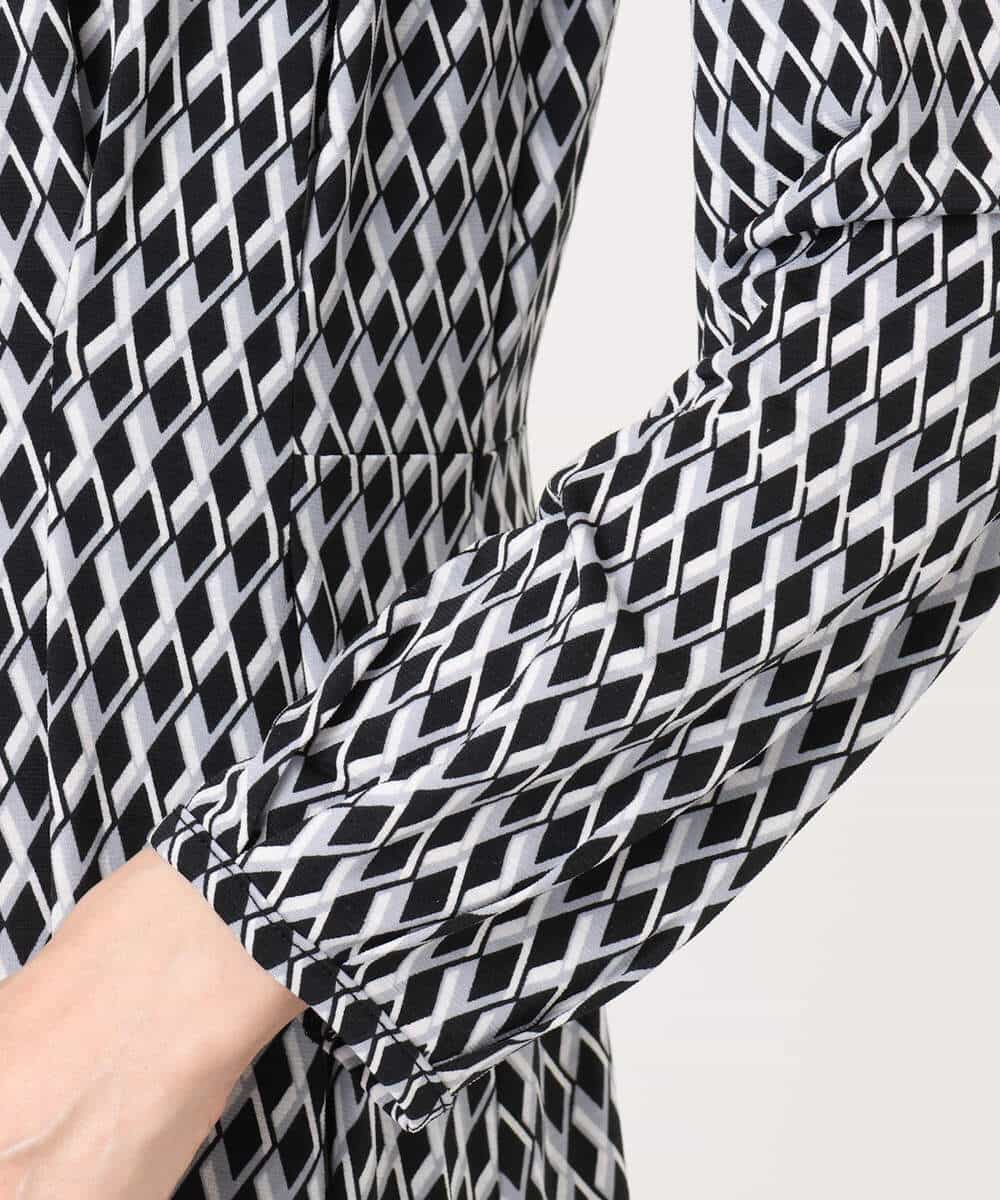 FKPGD20190 MK MICHEL KLEIN(MK ミッシェルクラン) [Iイージーケア]幾何柄ジャージーワンピース/洗える ブラック