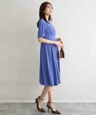 FKPGD50190 MK MICHEL KLEIN(MK ミッシェルクラン) [イージーケア/洗える]タックデザインジャージーワンピース ブルー