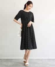 FKPGD50190 MK MICHEL KLEIN(MK ミッシェルクラン) [イージーケア/洗える]タックデザインジャージーワンピース ブルー