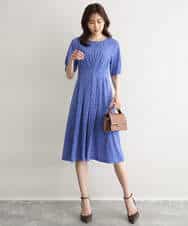 FKPGD50190 MK MICHEL KLEIN(MK ミッシェルクラン) [イージーケア/洗える]タックデザインジャージーワンピース ブルー