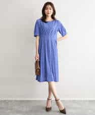 FKPGD50190 MK MICHEL KLEIN(MK ミッシェルクラン) [イージーケア/洗える]タックデザインジャージーワンピース ブルー