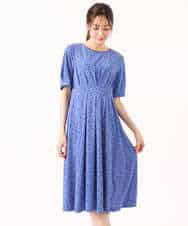 FKPGD50190 MK MICHEL KLEIN(MK ミッシェルクラン) [イージーケア/洗える]タックデザインジャージーワンピース ブルー