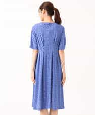 FKPGD50190 MK MICHEL KLEIN(MK ミッシェルクラン) [イージーケア/洗える]タックデザインジャージーワンピース ブルー