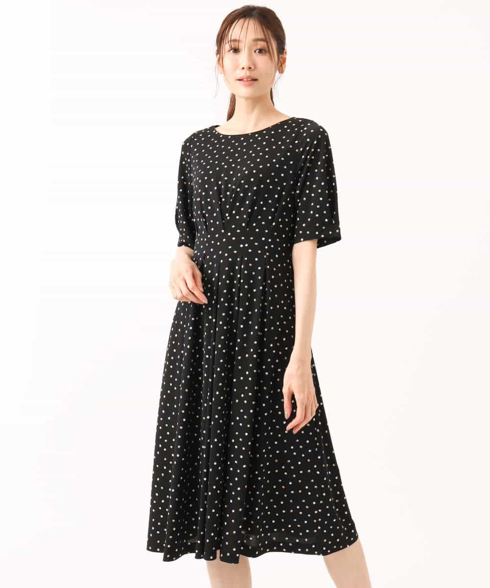 FKPGD50190 MK MICHEL KLEIN(MK ミッシェルクラン) [イージーケア/洗える]タックデザインジャージーワンピース ブルー