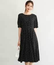 FKPGD50190 MK MICHEL KLEIN(MK ミッシェルクラン) [イージーケア/洗える]タックデザインジャージーワンピース ブラック