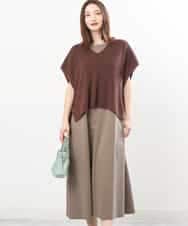 FKPIS04190 MK MICHEL KLEIN(MK ミッシェルクラン) ニットベスト×カットワンピース ツインセット/洗える ブラウン
