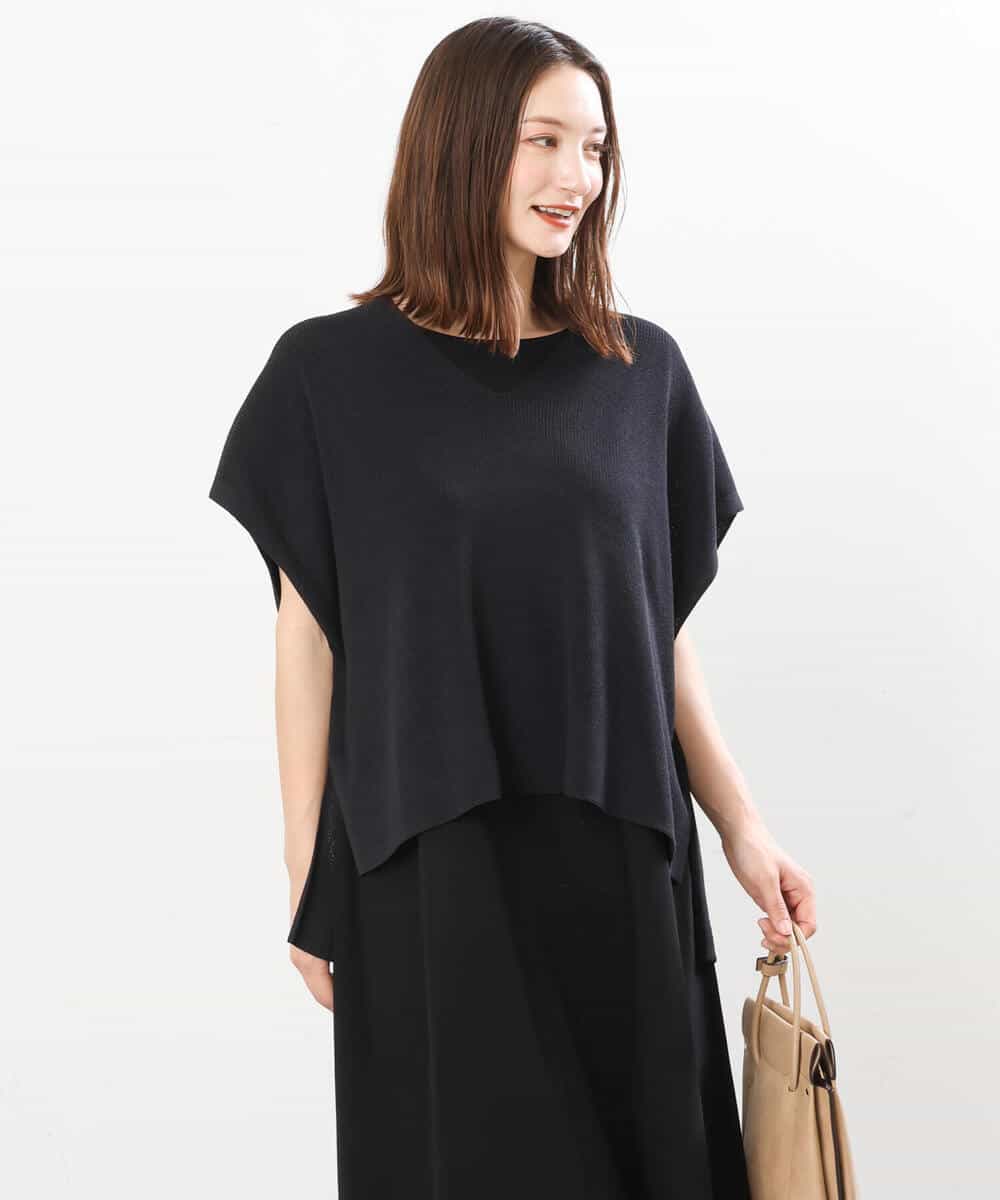 FKPIS04190 MK MICHEL KLEIN(MK ミッシェルクラン) ニットベスト×カットワンピース ツインセット/洗える ブラウン
