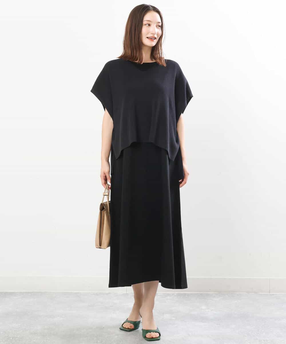 FKPIS04190 MK MICHEL KLEIN(MK ミッシェルクラン) ニットベスト×カットワンピース ツインセット/洗える ブラウン