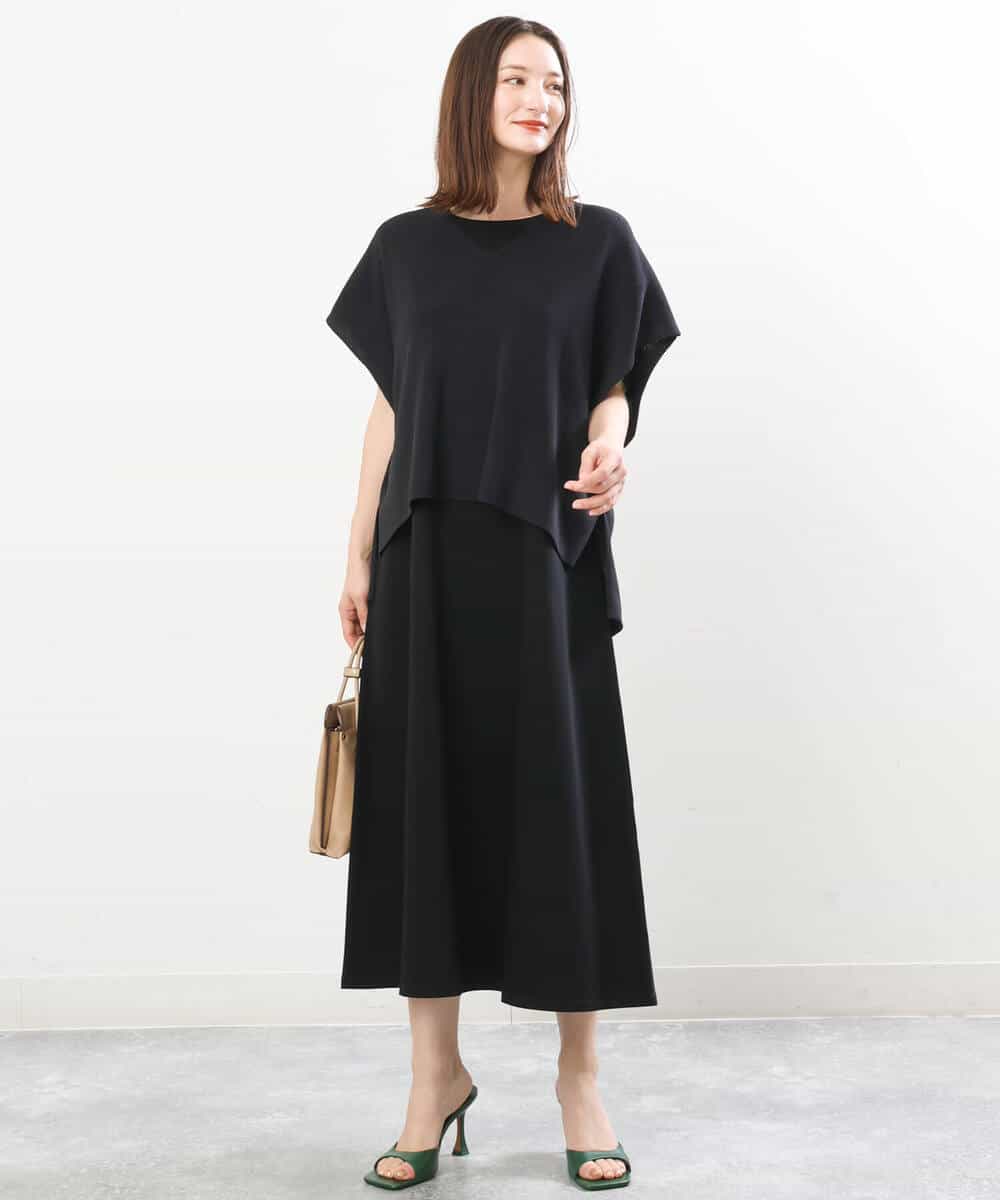 FKPIS04190 MK MICHEL KLEIN(MK ミッシェルクラン) ニットベスト×カットワンピース ツインセット/洗える ブラウン