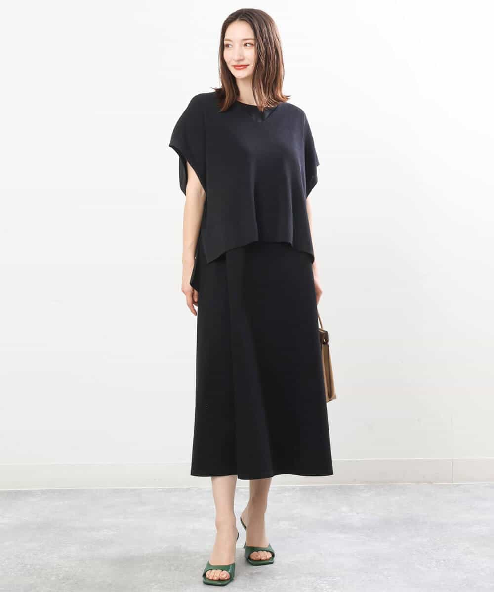 FKPIS04190 MK MICHEL KLEIN(MK ミッシェルクラン) ニットベスト×カットワンピース ツインセット/洗える ブラウン