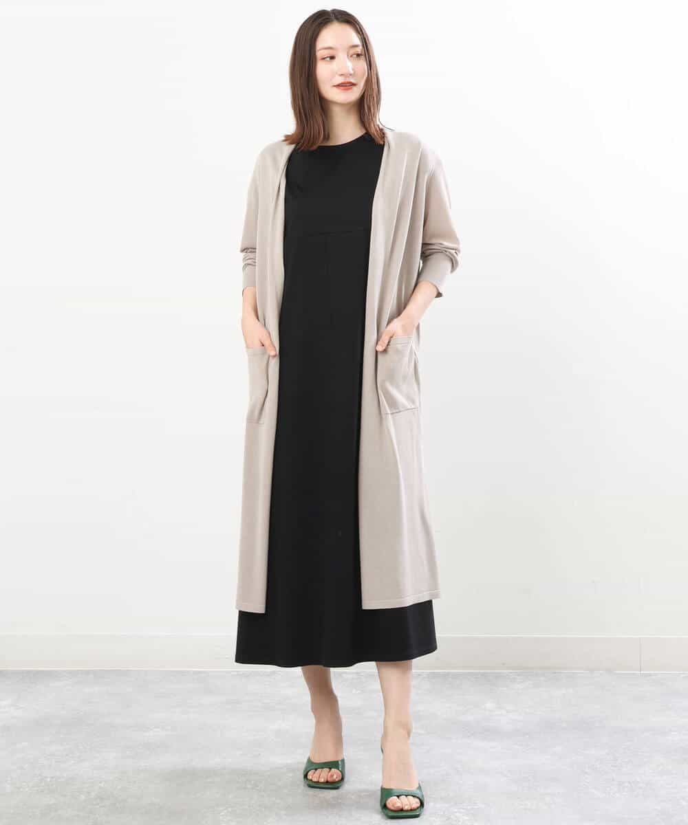 FKPIS04190 MK MICHEL KLEIN(MK ミッシェルクラン) ニットベスト×カットワンピース ツインセット/洗える ブラウン