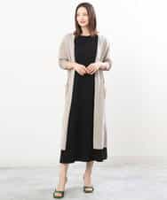 FKPIS04190 MK MICHEL KLEIN(MK ミッシェルクラン) ニットベスト×カットワンピース ツインセット/洗える ブラウン