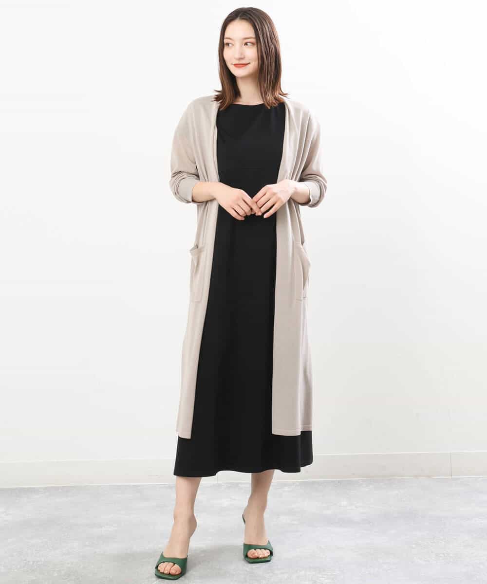 FKPIS04190 MK MICHEL KLEIN(MK ミッシェルクラン) ニットベスト×カットワンピース ツインセット/洗える ブラウン