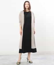 FKPIS04190 MK MICHEL KLEIN(MK ミッシェルクラン) ニットベスト×カットワンピース ツインセット/洗える ブラウン