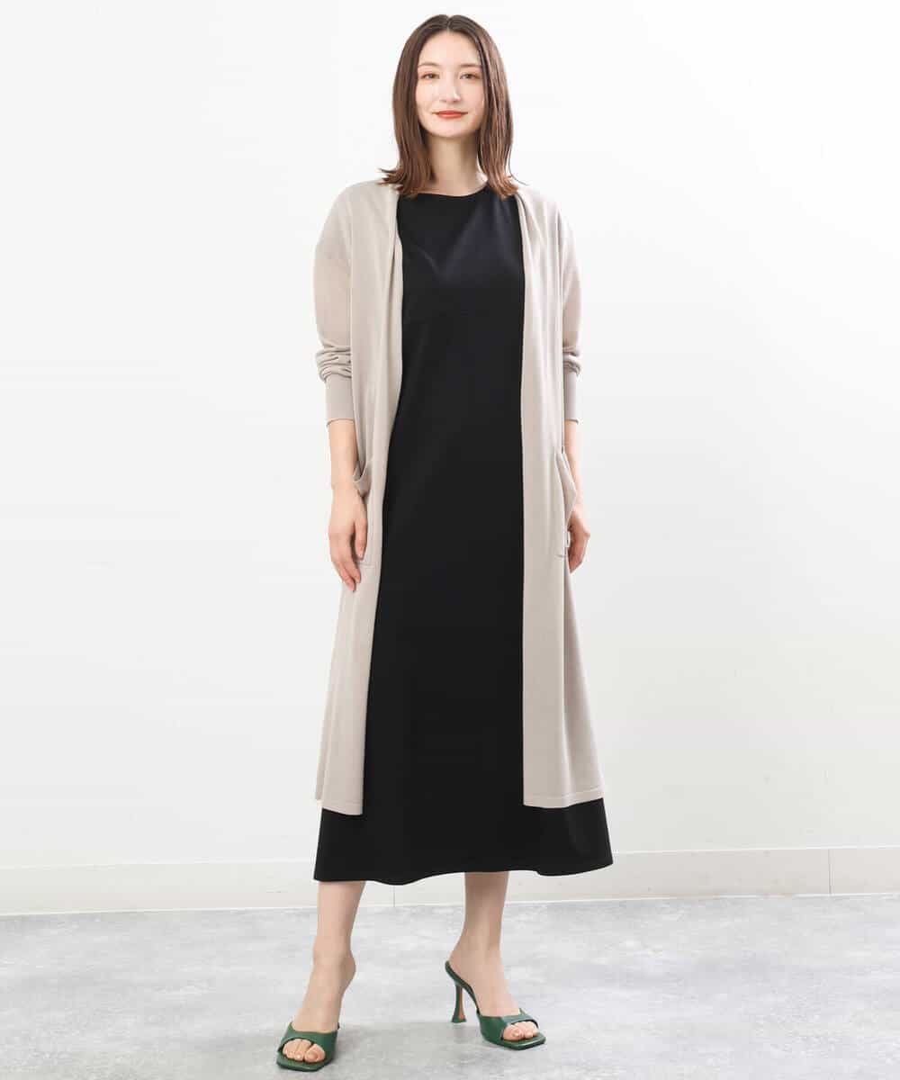 FKPIS04190 MK MICHEL KLEIN(MK ミッシェルクラン) ニットベスト×カットワンピース ツインセット/洗える ブラウン