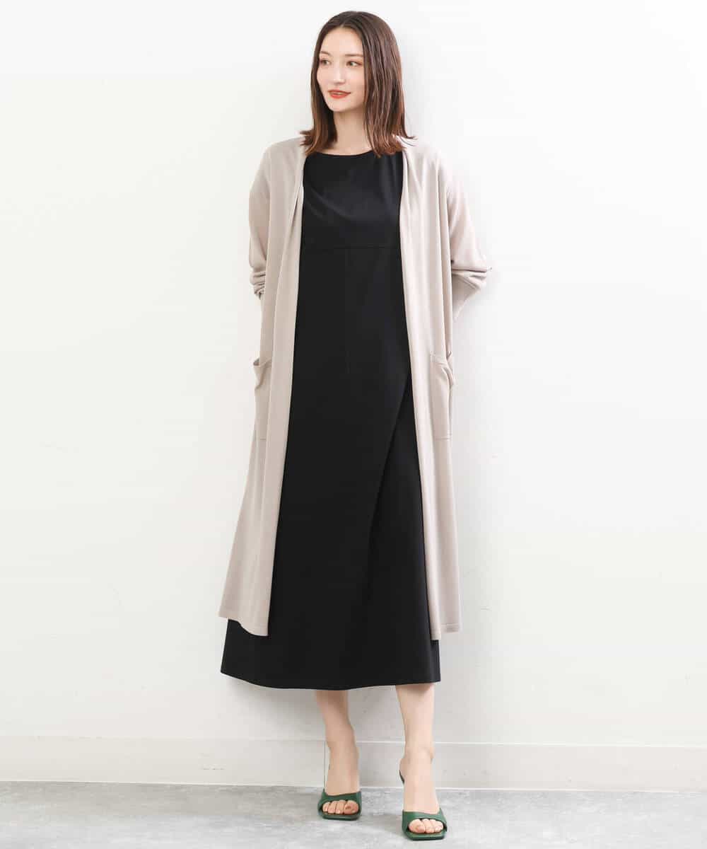 FKPIS04190 MK MICHEL KLEIN(MK ミッシェルクラン) ニットベスト×カットワンピース ツインセット/洗える ブラウン
