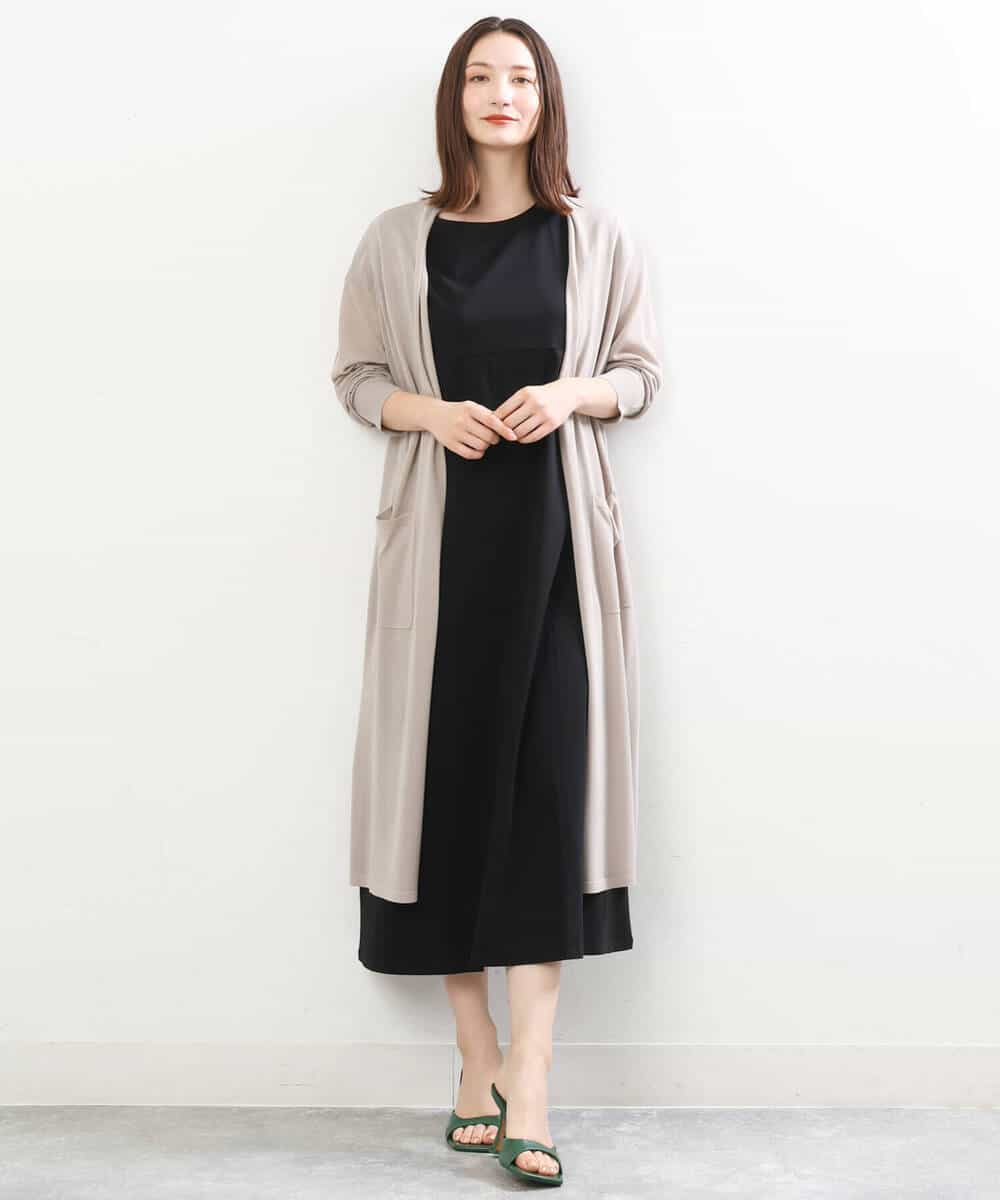 FKPIS04190 MK MICHEL KLEIN(MK ミッシェルクラン) ニットベスト×カットワンピース ツインセット/洗える ブラウン