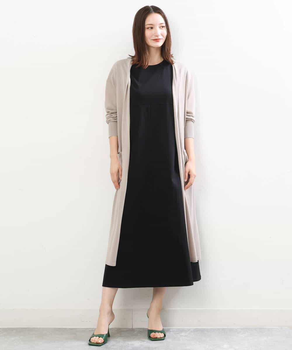 FKPIS04190 MK MICHEL KLEIN(MK ミッシェルクラン) ニットベスト×カットワンピース ツインセット/洗える ブラウン