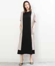 FKPIS04190 MK MICHEL KLEIN(MK ミッシェルクラン) ニットベスト×カットワンピース ツインセット/洗える ブラウン