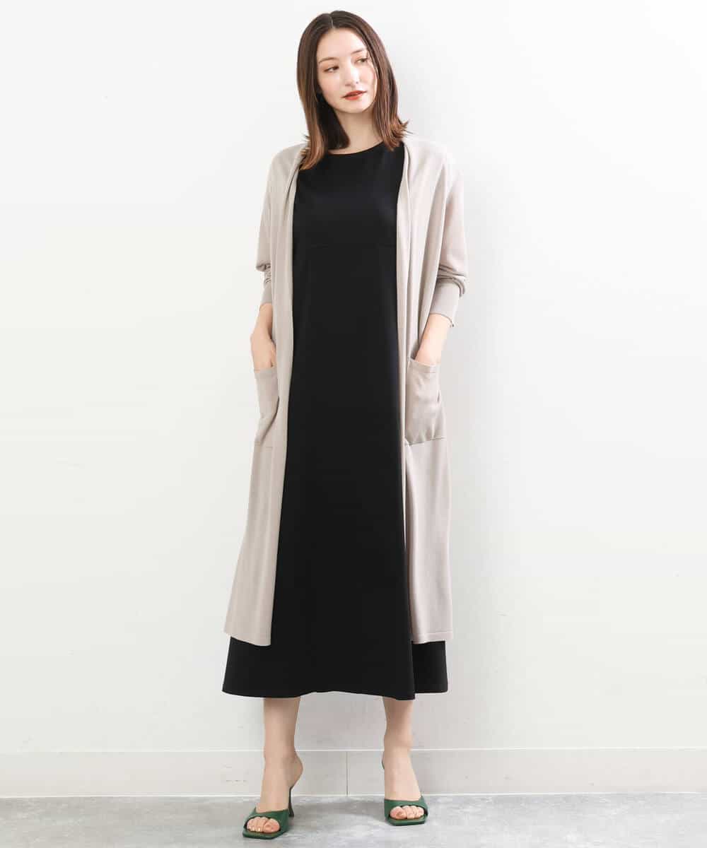 FKPIS04190 MK MICHEL KLEIN(MK ミッシェルクラン) ニットベスト×カットワンピース ツインセット/洗える ブラウン
