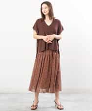 FKPIS04190 MK MICHEL KLEIN(MK ミッシェルクラン) ニットベスト×カットワンピース ツインセット/洗える ブラウン