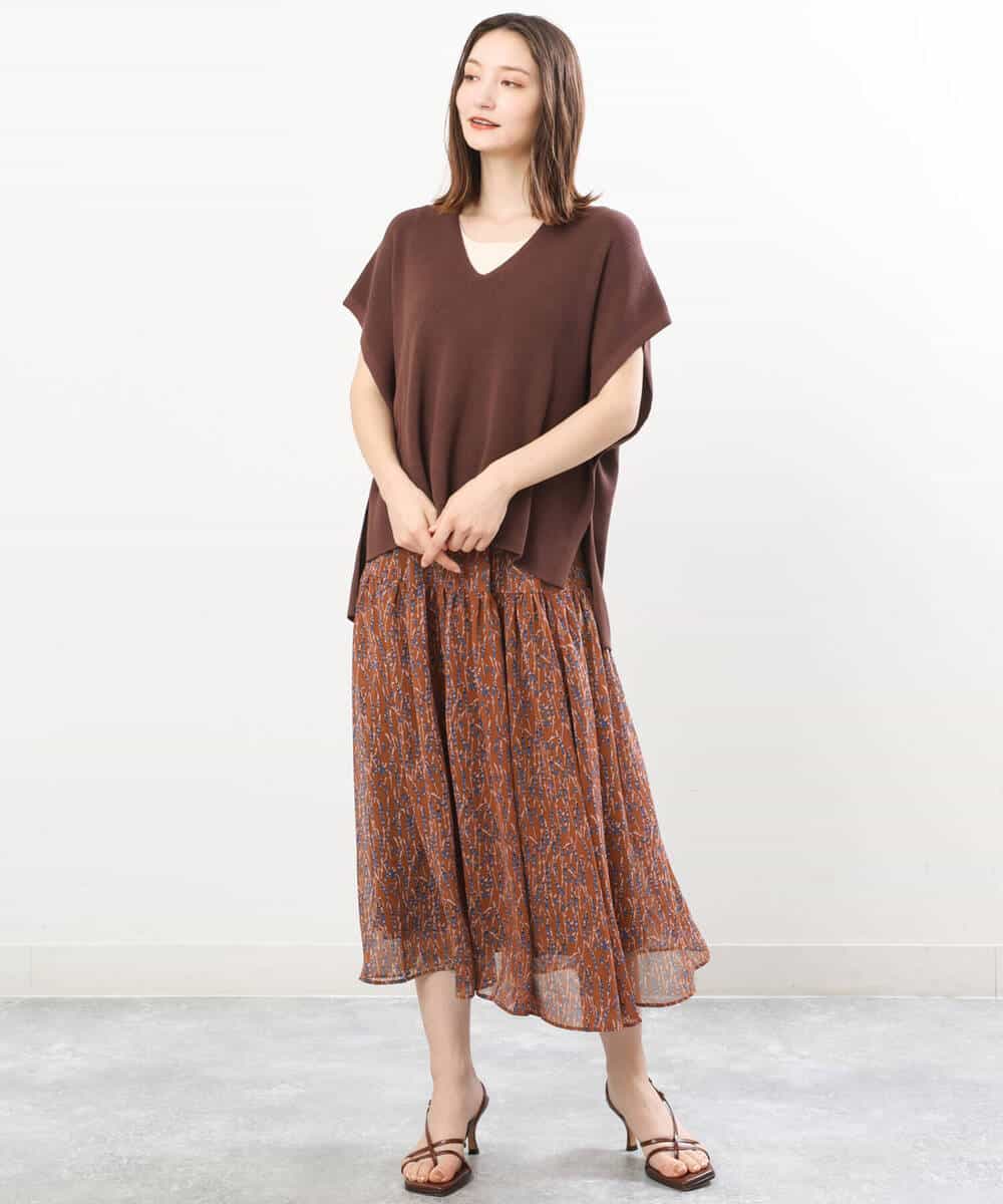 FKPIS04190 MK MICHEL KLEIN(MK ミッシェルクラン) ニットベスト×カットワンピース ツインセット/洗える ブラウン