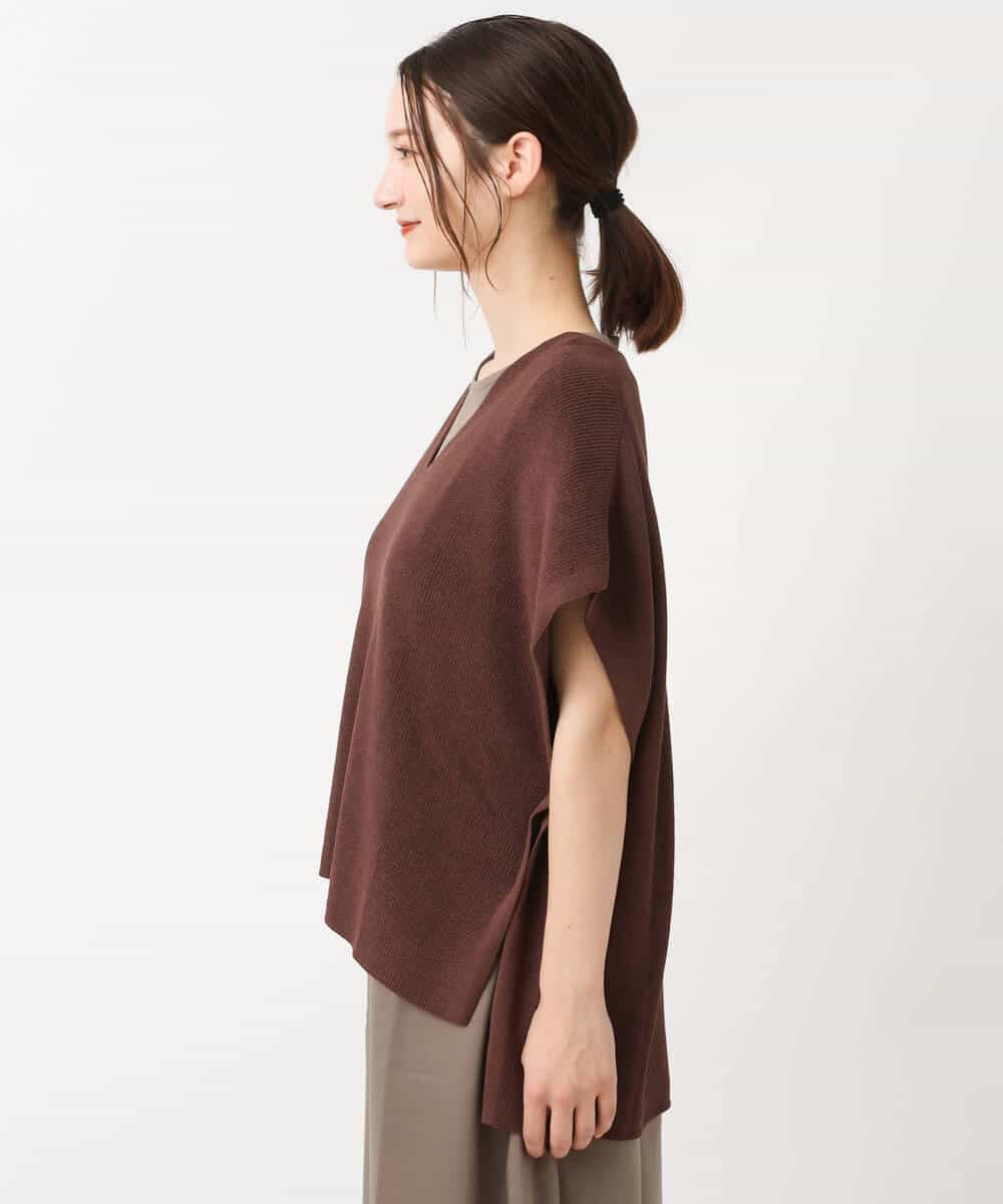 FKPIS04190 MK MICHEL KLEIN(MK ミッシェルクラン) ニットベスト×カットワンピース ツインセット/洗える ブラウン