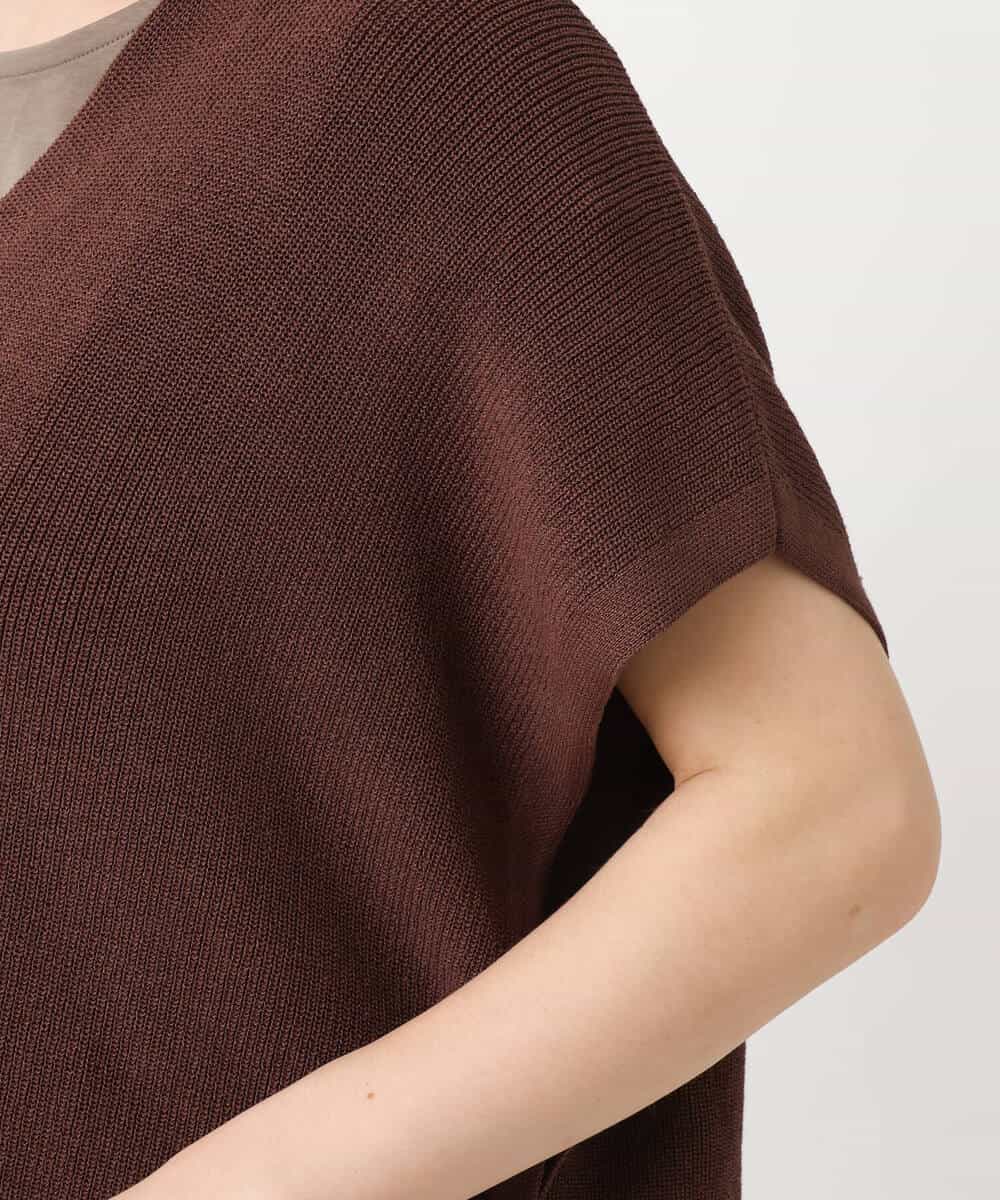 FKPIS04190 MK MICHEL KLEIN(MK ミッシェルクラン) ニットベスト×カットワンピース ツインセット/洗える ブラウン