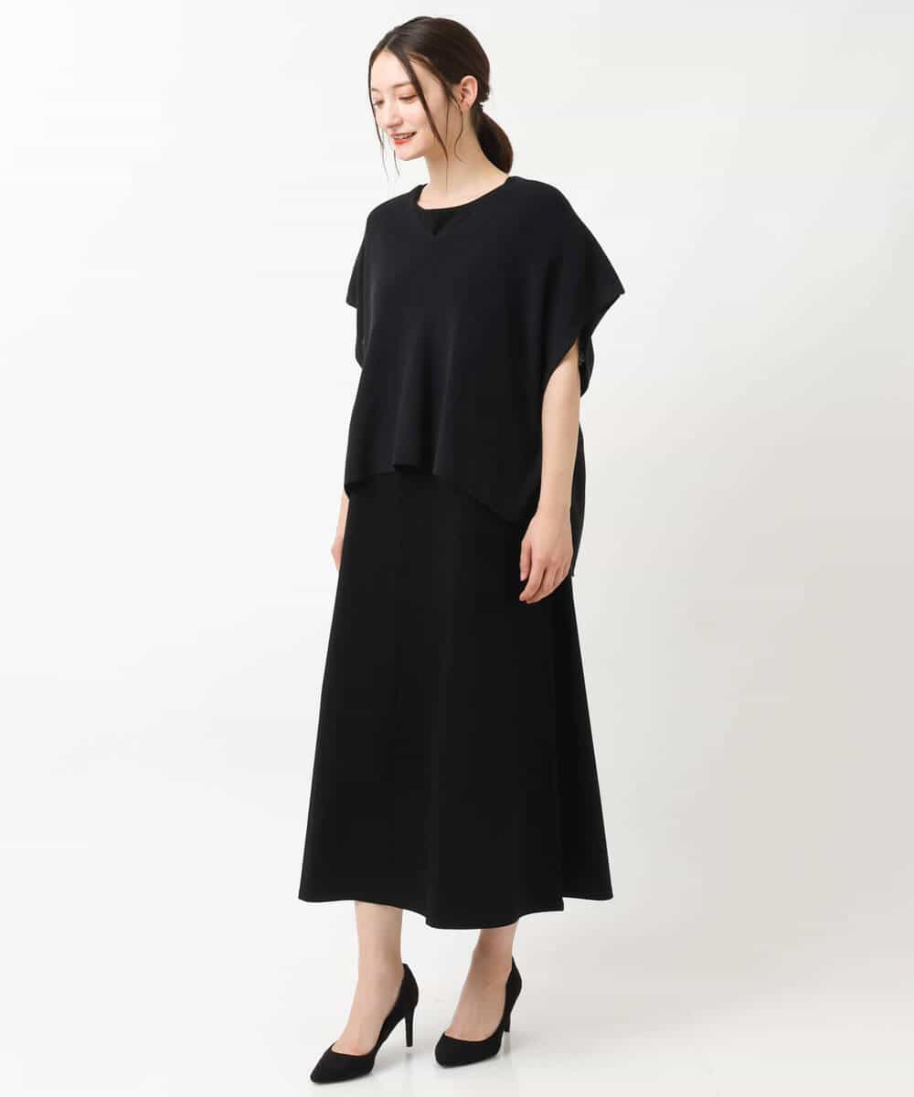 FKPIS04190 MK MICHEL KLEIN(MK ミッシェルクラン) ニットベスト×カットワンピース ツインセット/洗える ブラウン