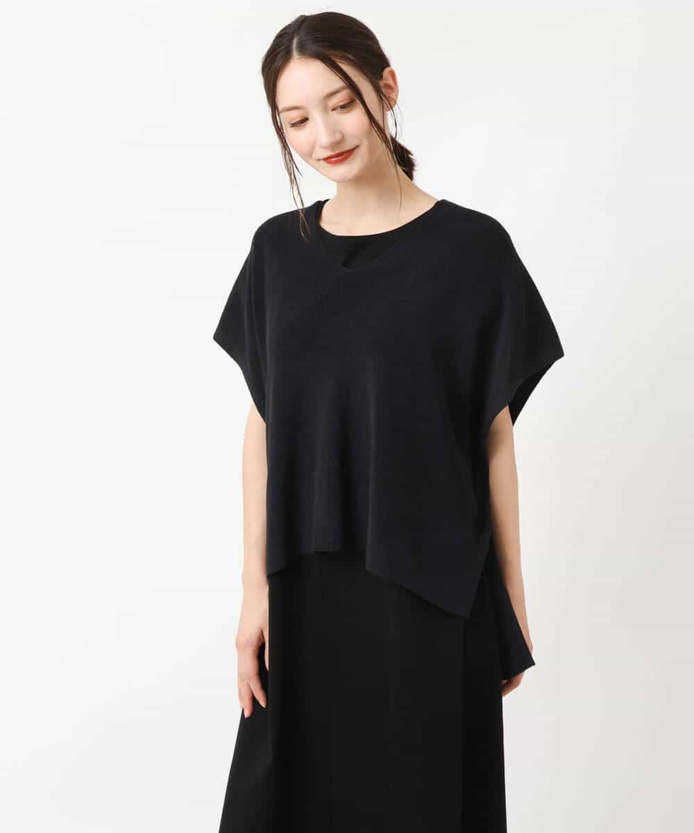 FKPIS04190 MK MICHEL KLEIN(MK ミッシェルクラン) ニットベスト×カットワンピース ツインセット/洗える ブラウン