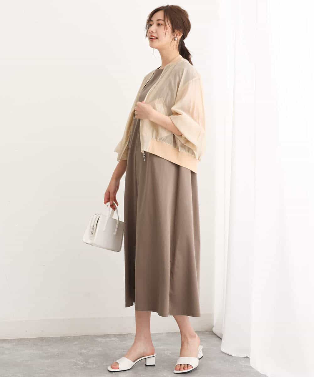 FKPIS04190 MK MICHEL KLEIN(MK ミッシェルクラン) ニットベスト×カットワンピース ツインセット/洗える ブラウン