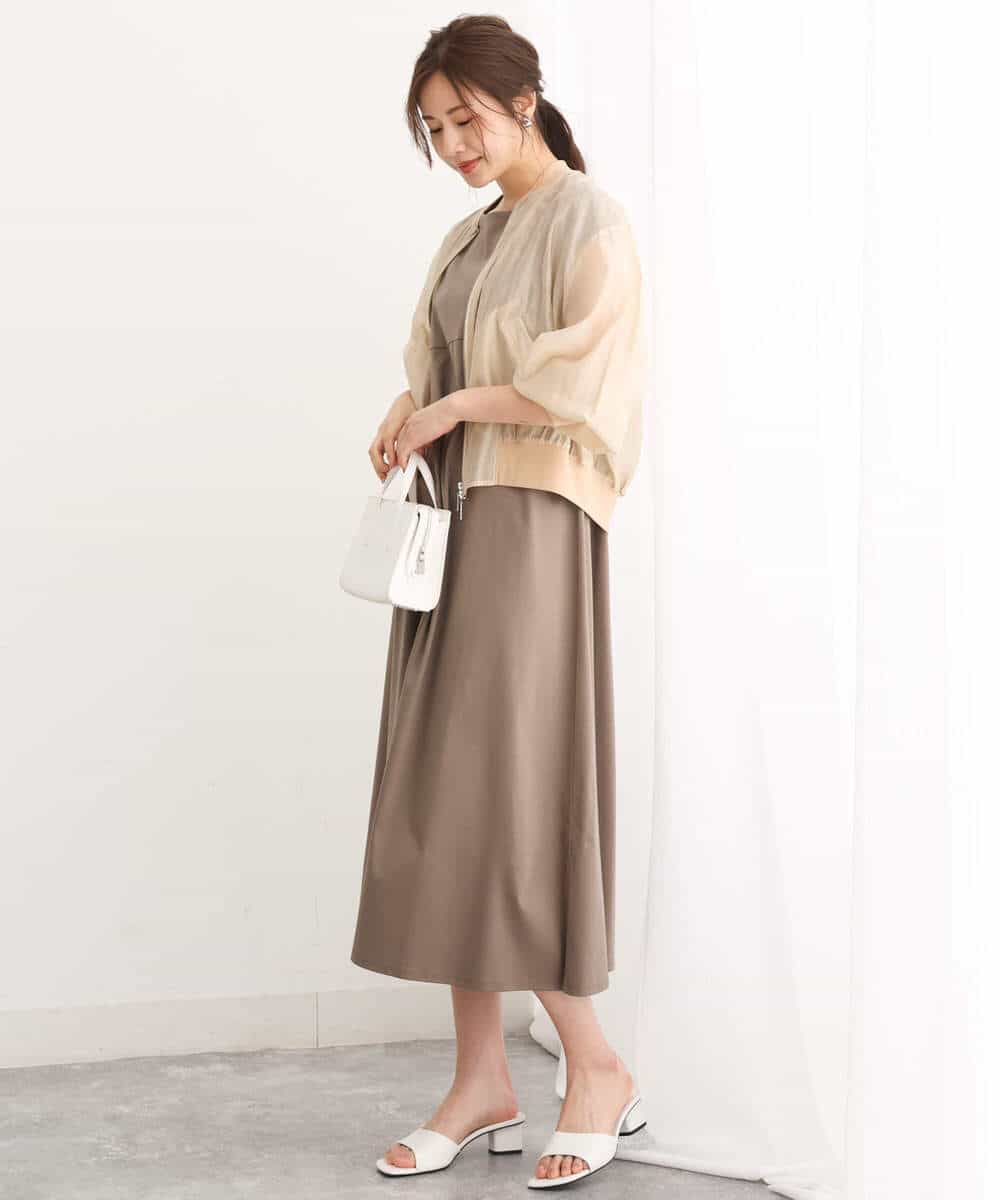 FKPIS04190 MK MICHEL KLEIN(MK ミッシェルクラン) ニットベスト×カットワンピース ツインセット/洗える ブラウン
