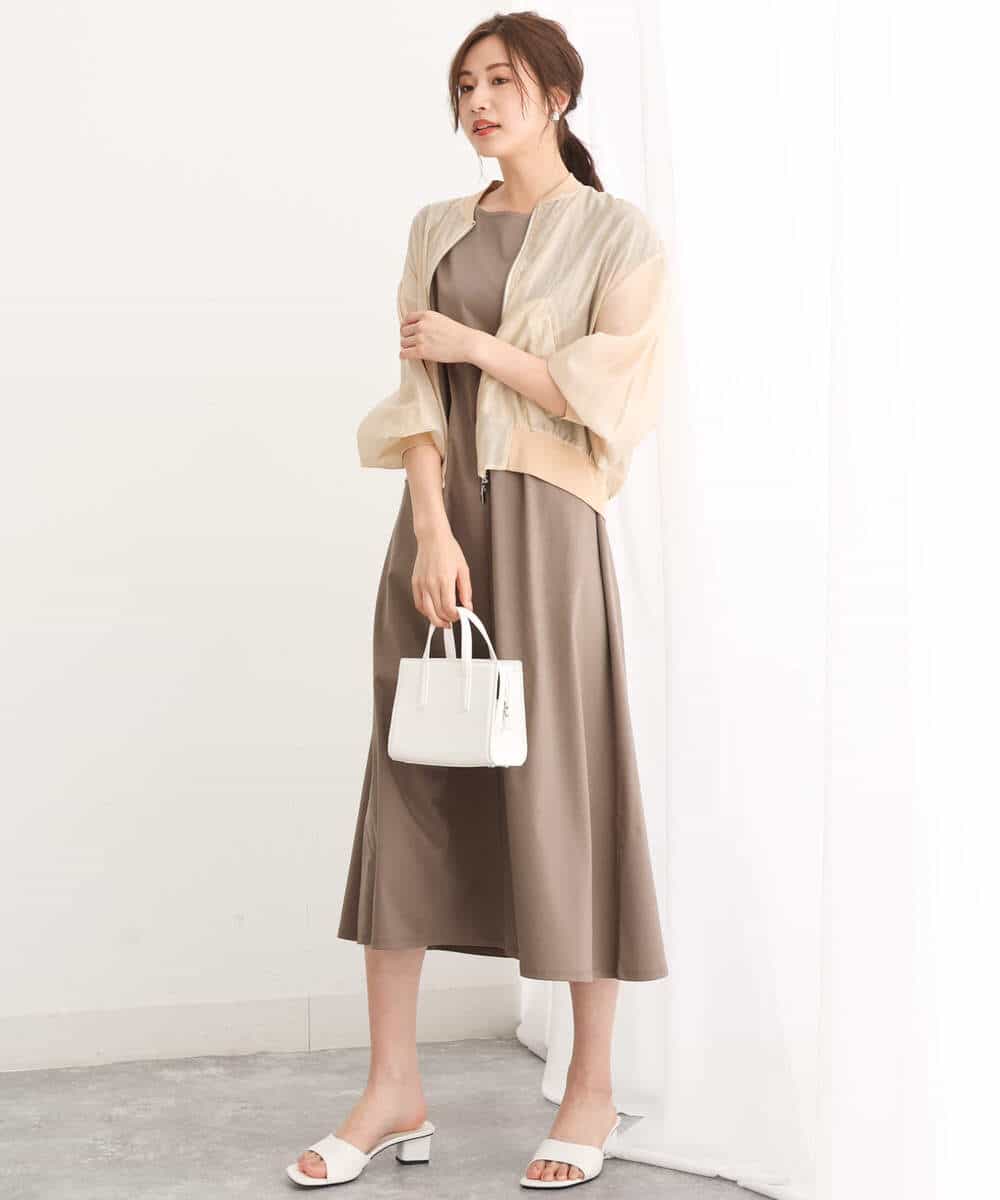 FKPIS04190 MK MICHEL KLEIN(MK ミッシェルクラン) ニットベスト×カットワンピース ツインセット/洗える ブラウン