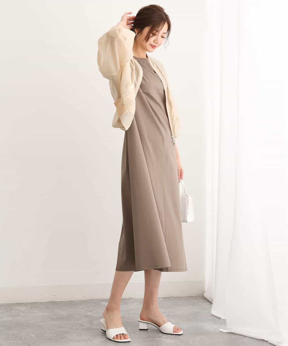 FKPIS04190 MK MICHEL KLEIN(MK ミッシェルクラン) ニットベスト×カットワンピース ツインセット/洗える ブラウン