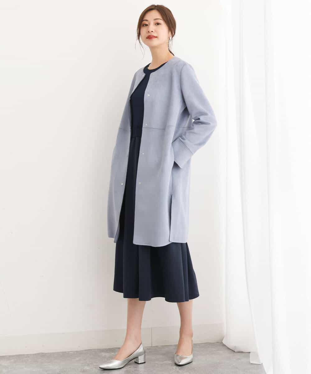 FKPJS06190 MK MICHEL KLEIN(MK ミッシェルクラン) ドッキングデザインワンピース/洗える キャメル