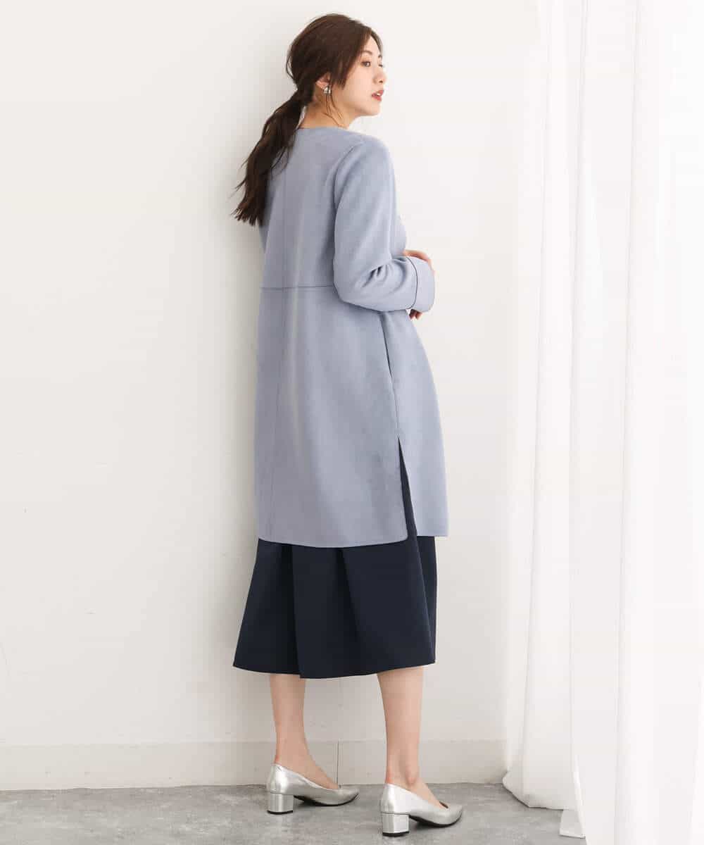 FKPJS06190 MK MICHEL KLEIN(MK ミッシェルクラン) ドッキングデザインワンピース/洗える キャメル
