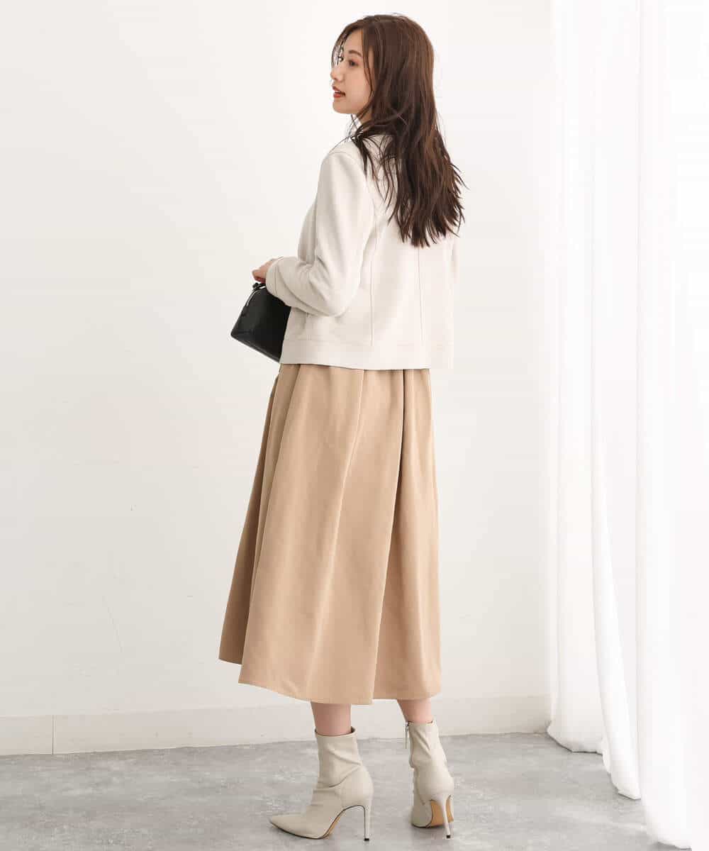 FKPJS06190 MK MICHEL KLEIN(MK ミッシェルクラン) ドッキングデザインワンピース/洗える キャメル