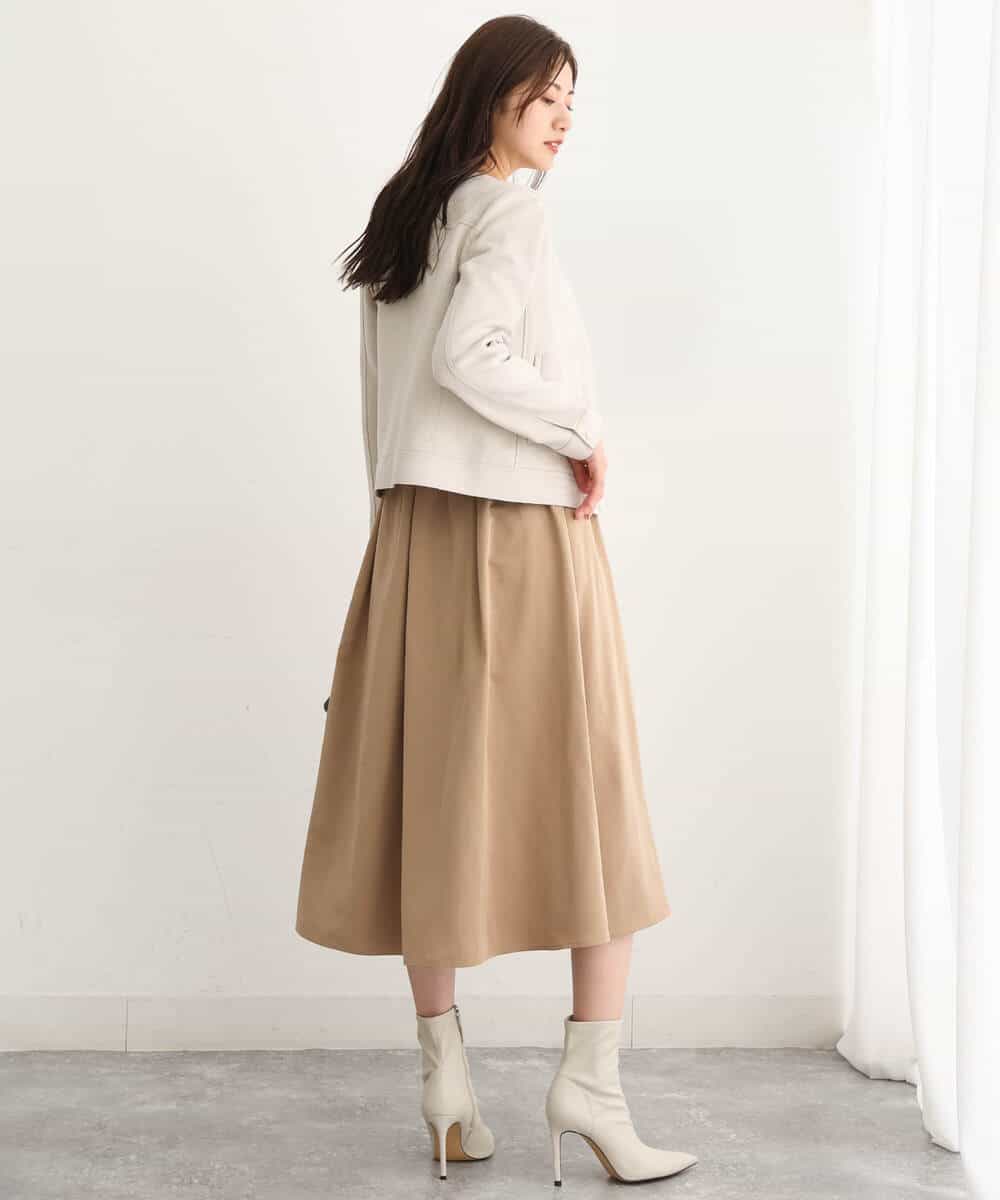 FKPJS06190 MK MICHEL KLEIN(MK ミッシェルクラン) ドッキングデザインワンピース/洗える キャメル