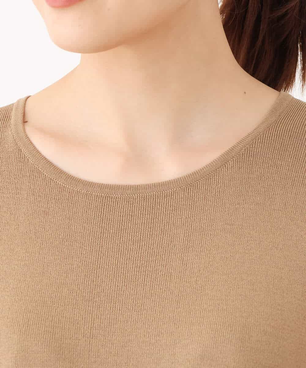 FKPJS06190 MK MICHEL KLEIN(MK ミッシェルクラン) ドッキングデザインワンピース/洗える キャメル