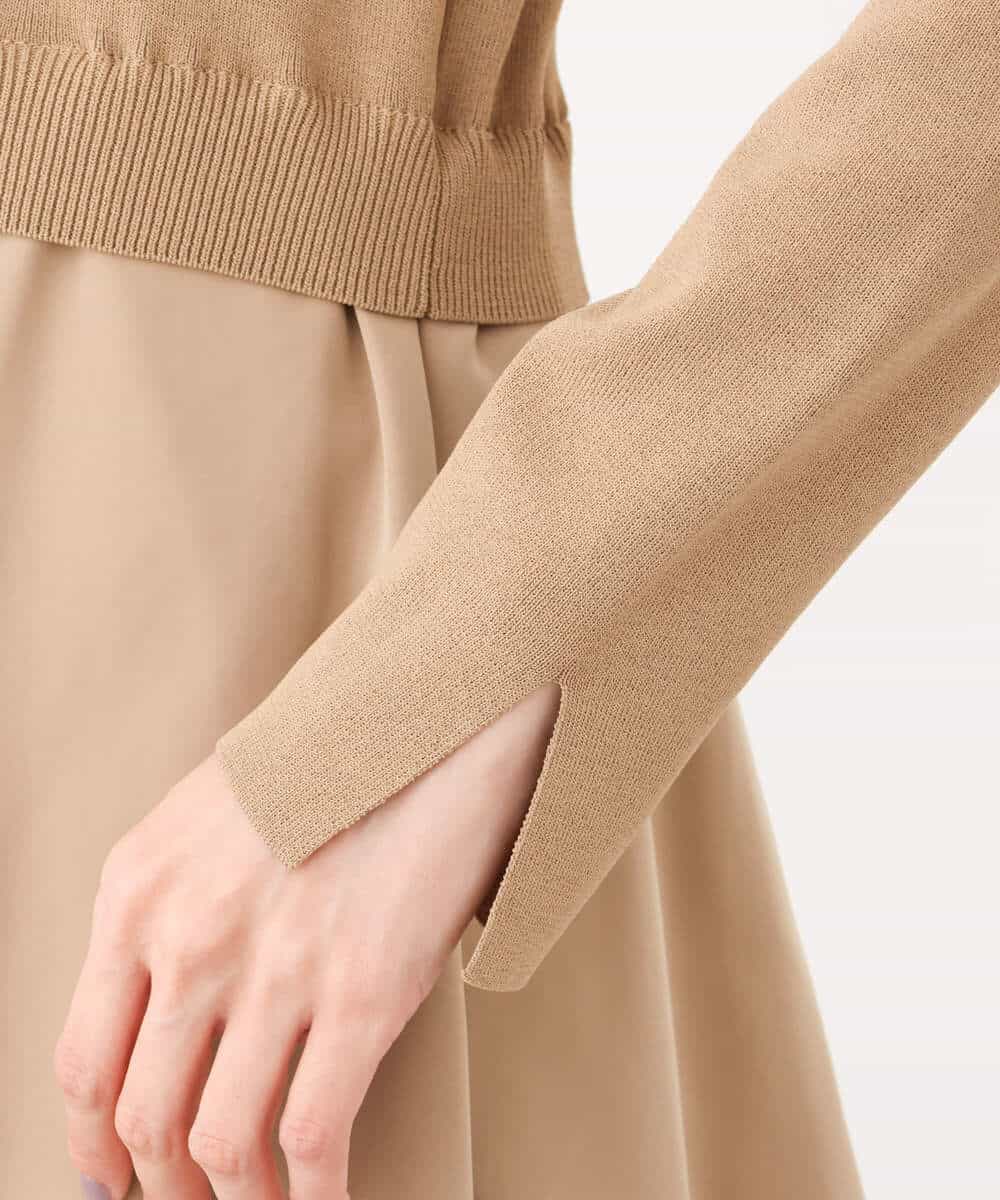 FKPJS06190 MK MICHEL KLEIN(MK ミッシェルクラン) ドッキングデザインワンピース/洗える キャメル